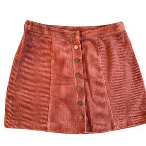 Pink corduroy mini skirt